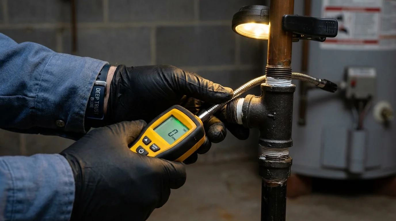 Gas leak detection with electronic sniffer by Johns Plumbing LLC in Chattahoochee