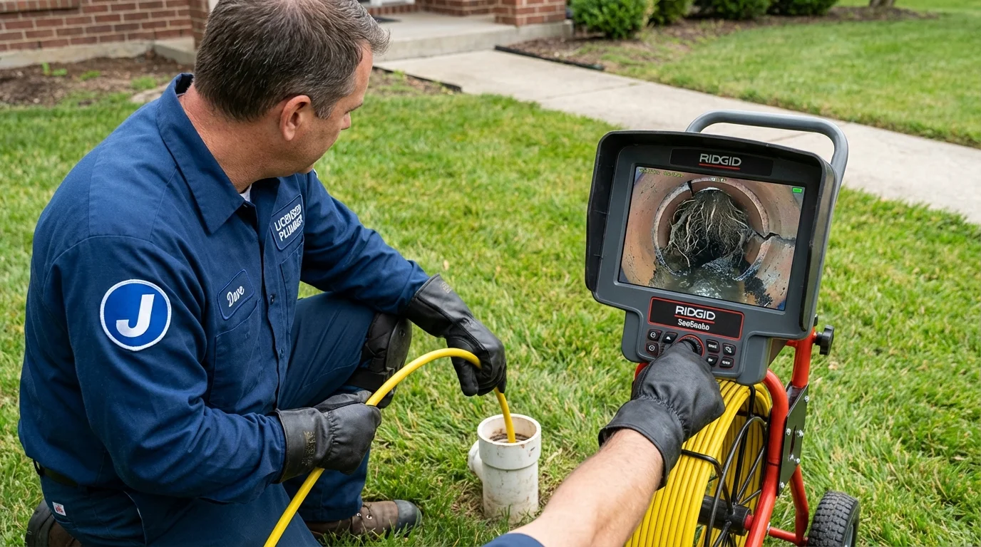 Sewer camera inspection being performed by Johns Plumbing LLC in Chattahoochee