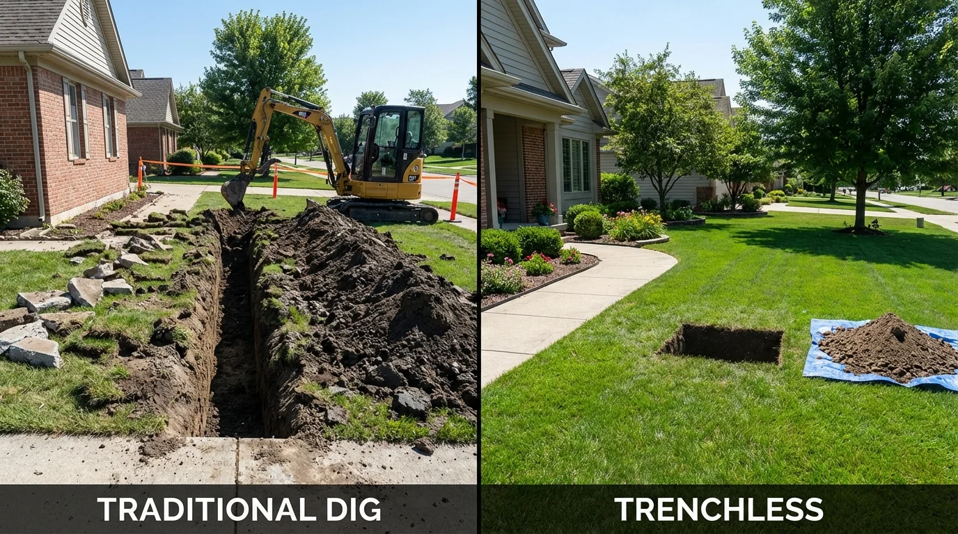Trenchless sewer repair with minimal yard damage versus traditional excavation in Chattahoochee, FL